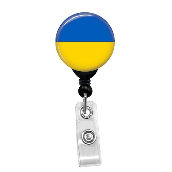 Ukraine Flag Badge Reel – I Stand With Ukraine ID Holder – Patriotic Support Gift For Nurse Teacher Medical Office Clip Accessory