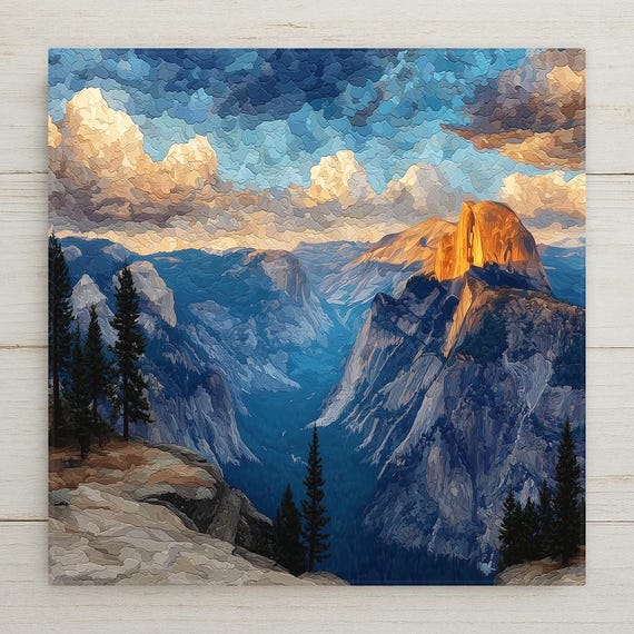 Glacier Point Wall Art Ceramic Tile Yosemite Gift California Decor Half Dome View National Park Art Nature Gift Panorama