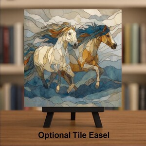 Running Horses Wall Art Ceramic Tile Couples Gift Wedding Decor Anniversary Gift Horse Lover Tile image 3