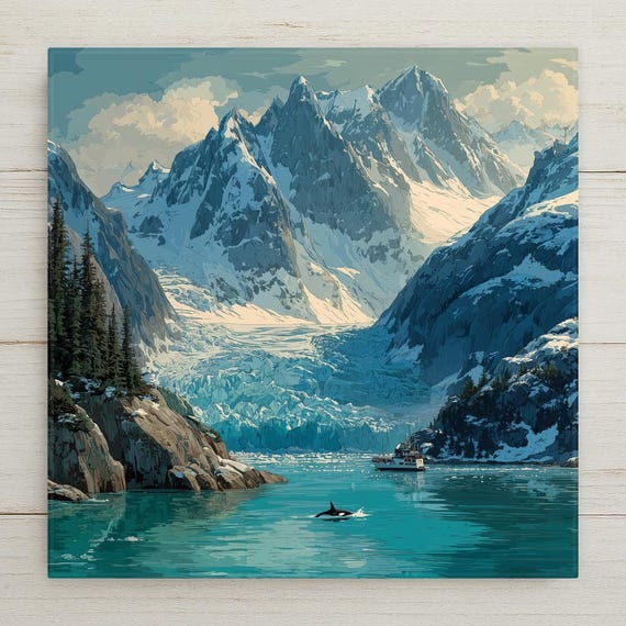 Kenai Fjords Wall Art Ceramic Tile Alaska Gift National Park Glacier Decor Tidewater Nature Art Place Identity Wildlife Gift