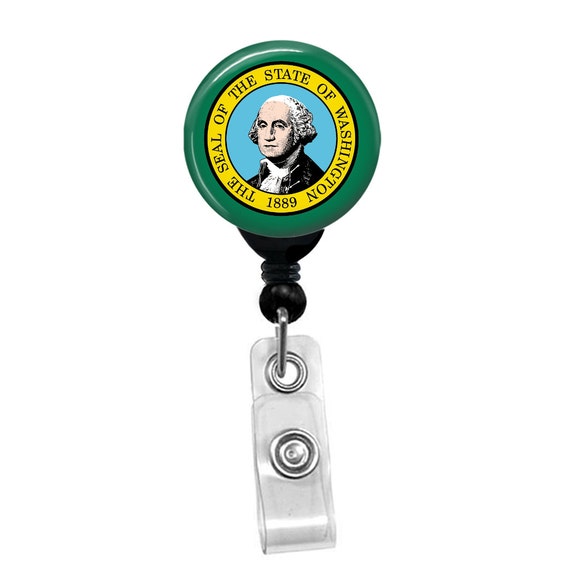 Washington State Flag Badge Reel ID Card Retractable Custom Flag Badge Holder