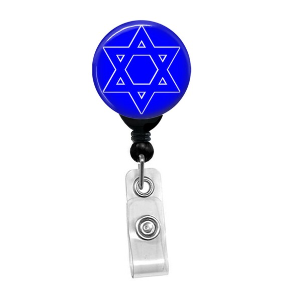 Jewish Star Of David Badge Holder Retractable Custom ID Badge Reel Name Card Holder Judaica