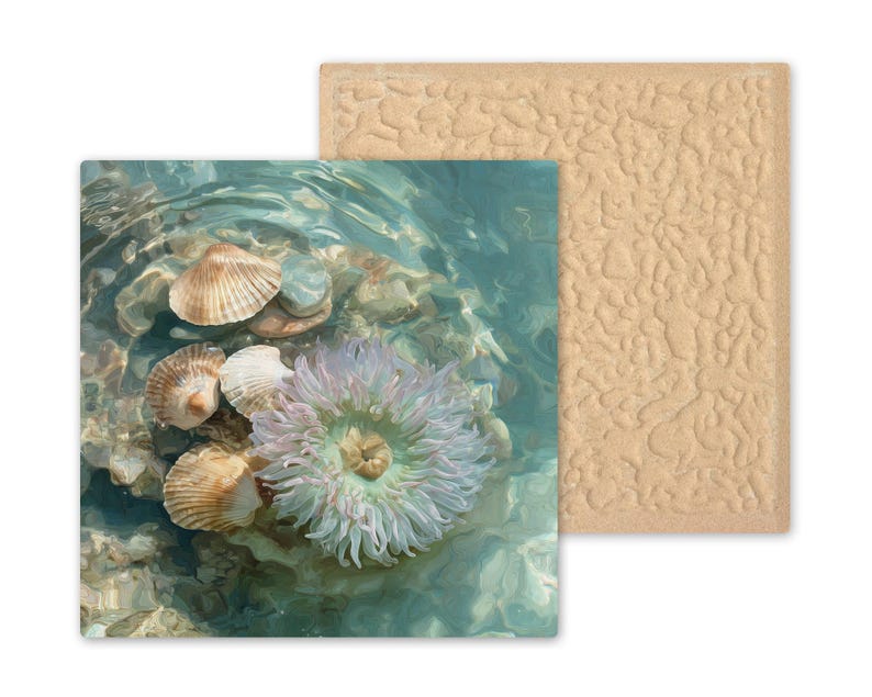 Sea Anemone Ceramic Tile Wall Art – Stained Glass Style Coastal Decor, Ocean Nature Wall Decor Home Decor Gift image 9