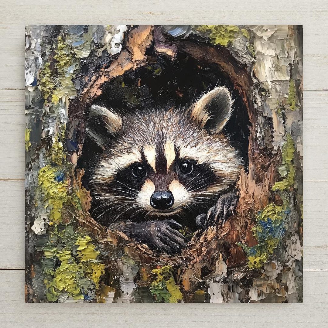 Rustic Raccoon Raccoon Wall Art Ceramic Tile Woodland Gift Rustic Decor Nature Animal ...