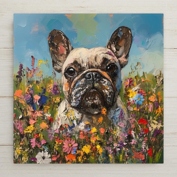 French Bulldog Wall Art Ceramic Tile – Frenchie Dog Decor, French Bulldog Lover Gift, Cute Frenchie Dog Wall Decor, Dog Lover Home Decor