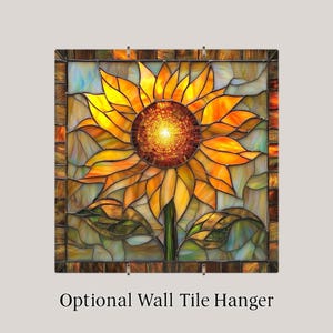 Sunflower Wall Art Ceramic Tile Garden Lover Gift Kitchen Decor Floral Art Sunflower Gift Art Tile imagem 4