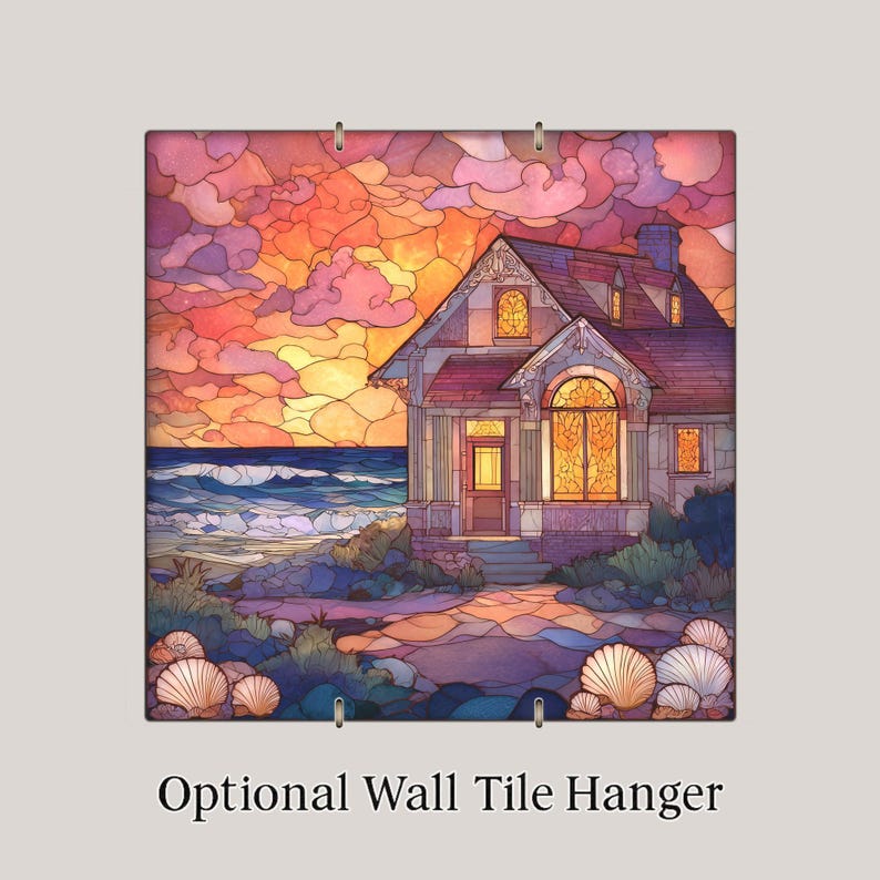 Coastal Cottage Sunset Wall Art Ceramic Tile Beach Cottage Gift Seaside ...