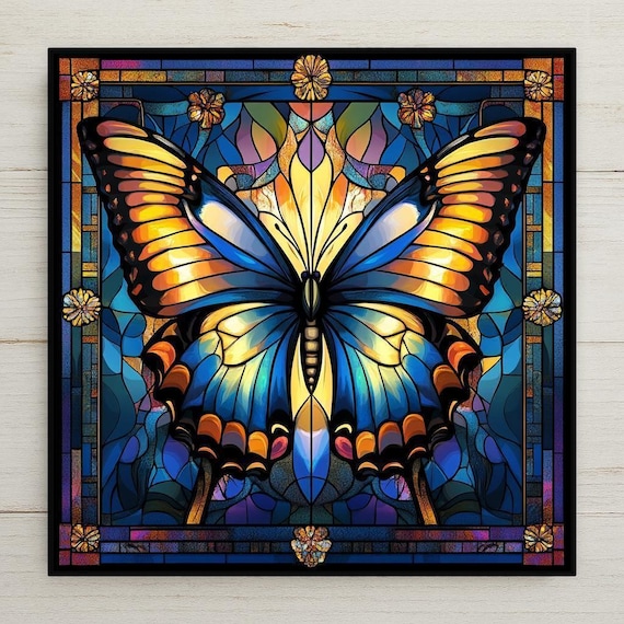 Butterfly Wall Art Ceramic Tile Butterfly Lover Gift Art Nouveau Decor Nature Gift Bathroom Decor Tile