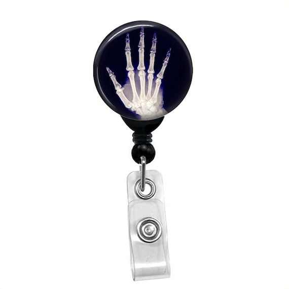Hand X-Ray Tech Badge Reel – Custom Radiology ID Holder – Retractable Badge Clip for X-Ray Techs, RTs, and Healthcare Workers