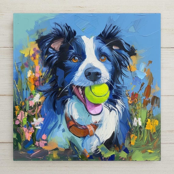 Border Collie Wall Art Ceramic Tile Dog Lover Gift Border Collie Memorial Gift Dog Breed Portrait Tile