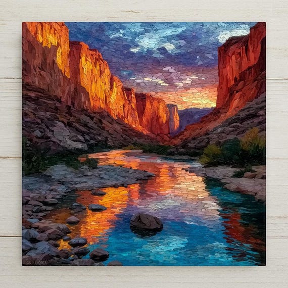 Moab Wall Art Ceramic Tile Stained Glass Style Utah Gift Red Rock Canyon Decor Southwest Place Identity