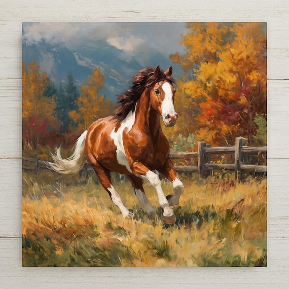 Galloping Horse Wall Art Ceramic Tile Horse Lover Gift Equestrian Decor Western Art Farmhouse Gift Tile