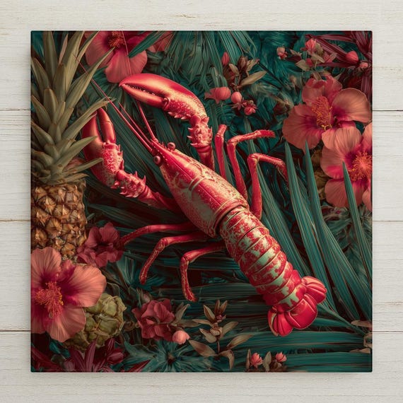 Lobster Wall Art Ceramic Tile Coastal Kitchen Decor Nautical Home Decor Beach House Gift