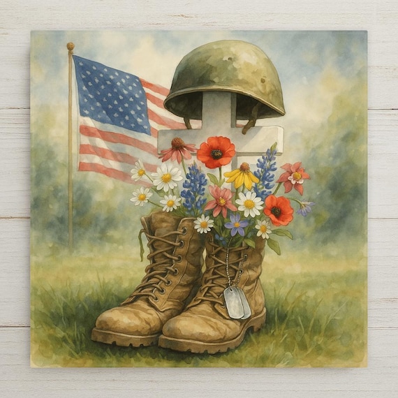 Veterans Memorial Wall Art Ceramic Tile Military Gift Patriotic Decor Soldier Gift Memorial Day Art Tile