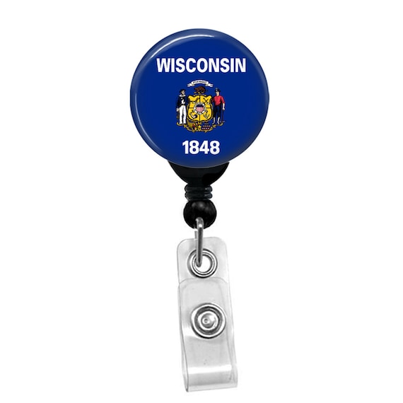 Wisconsin State Flag Badge Reel ID Card Retractable Custom Flag Badge Holder