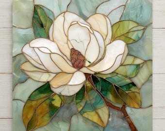 Magnolia Flower Wall Art Ceramic Tile Southern Magnolia Decor Floral Wall Decor Home Decor