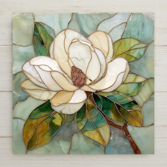 Magnolia Flower Wall Art Ceramic Tile Southern Magnolia Decor Floral Wall Decor Home Decor
