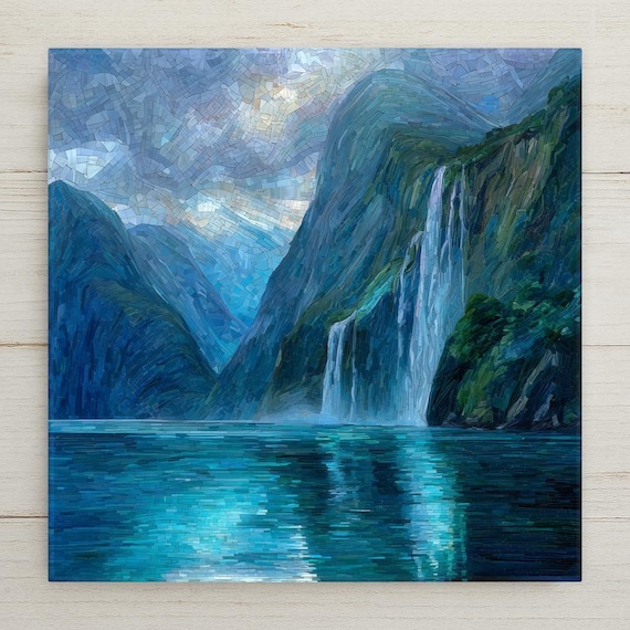 Milford Sound Wall Art Ceramic Tile New Zealand Gift Fiordland Decor NZ Travel Art Nature Lover Gift Tile
