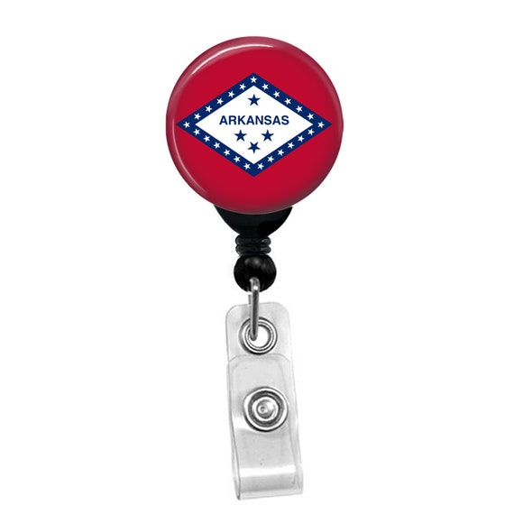 Arkansas State Flag Badge Reel ID Card Retractable Custom Flag Badge Holder