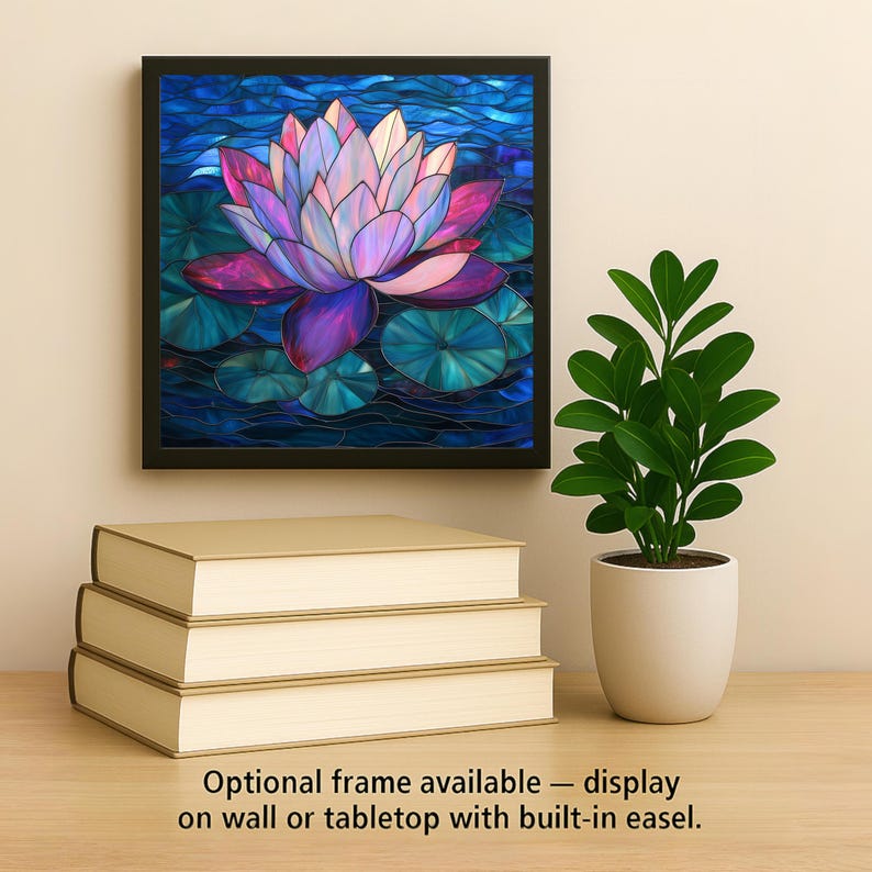 Lotus Flower Ceramic Art Tile – Zen Meditation Gift, Yoga Spiritual Botanical Art, Lotus Lover Nature Decor zdjęcie 2
