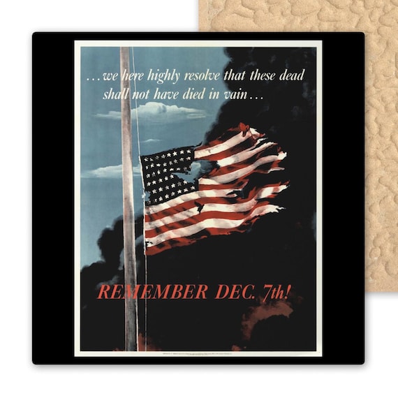 Pearl Harbor WWII Memorial Ceramic Tile Art - Patriotic American History Wall Decor - December 7th Remembrance