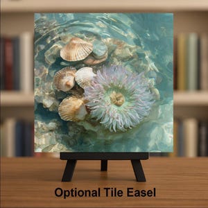 Sea Anemone Ceramic Tile Wall Art – Stained Glass Style Coastal Decor, Ocean Nature Wall Decor Home Decor Gift image 3