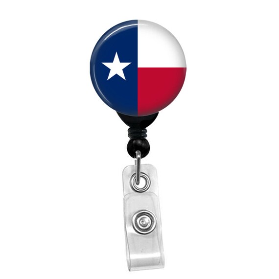 Texas State Flag Badge Reel – Retractable ID Card Holder – Custom Texas Badge Clip – Lone Star State ID Holder – Texas Pride Gift