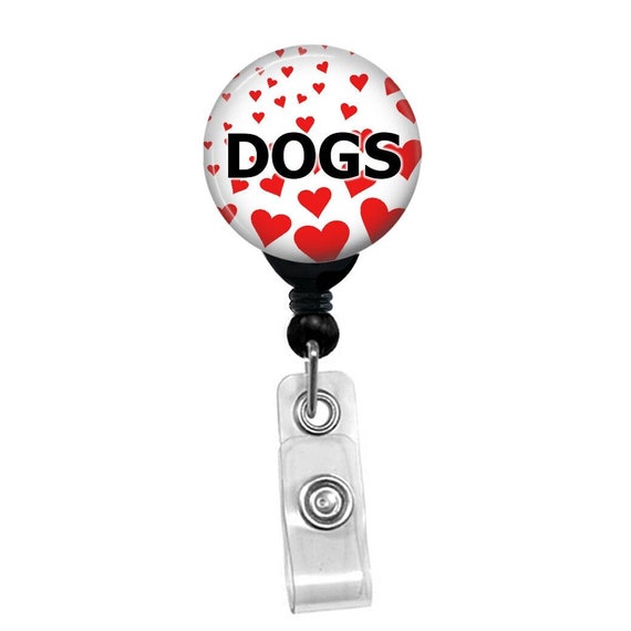 I Love Dogs With Hearts Background Retractable Badge Reel Custom Name Card ID Badge Holder