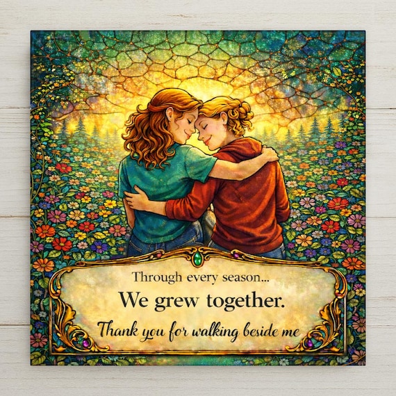 Friendship Wall Art Ceramic Tile – We Grew Together Quote Tile – Inspirational Saying Home Decor – Best Friend Gift Wall Decor