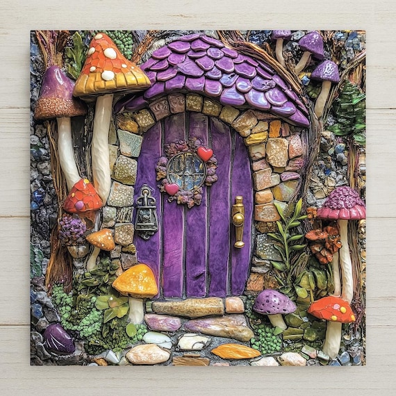 Mosaic Fairy House Tile Art: Whimsical Cottagecore Wall Decor