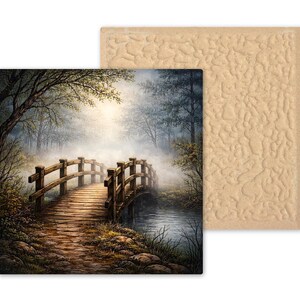 Foggy Woodland Bridge Peaceful Wall Art Ceramic Tile – Stained Glass Style, Nature Inspired Home Decor image 9