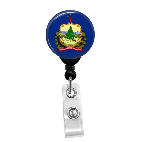 Vermont State Flag Badge Reel – Retractable ID Clip for Nurses, Teachers, State Workers – Freedom and Unity Patriotic Gift
