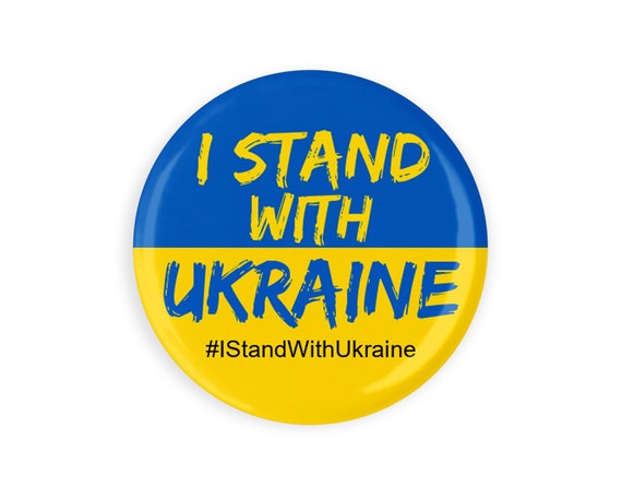 Ukraine Pin I Stand With Ukraine Pin 1.25" Pinback Button Teacher Nurse Ukrainian Flag Support Ukraine