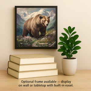 Azulejo de cerámica con diseño de oso grizzly para pared, regalo de naturaleza, decoración vintage naturalista, arte de la naturaleza, regalo para amantes de los osos. imagen 2
