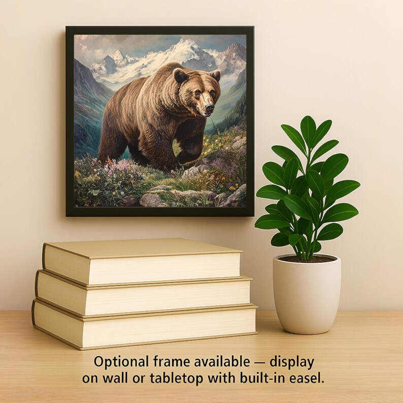 Azulejo de cerámica con diseño de oso grizzly para pared, regalo de naturaleza, decoración vintage naturalista, arte de la naturaleza, regalo para amantes de los osos. imagen 2