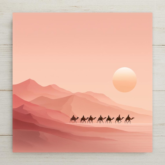 Desert Camel Ceramic Tile Art: Minimalist Boho Wall Decor