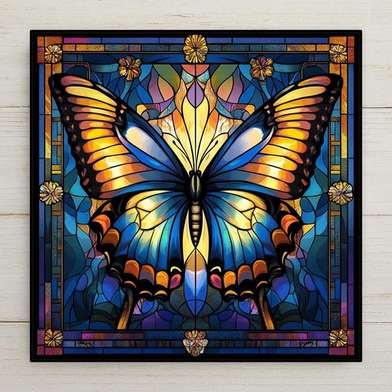 Art Nouveau Butterfly Ceramic Tile: Vibrant Fantasy Wall Decor