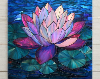 Lotus Flower Ceramic Art Tile – Zen Meditation Gift, Yoga Spiritual Botanical Art, Lotus Lover Nature Decor
