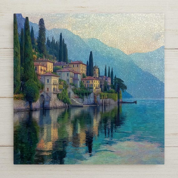 Lake Como Wall Art Ceramic Tile Italy Gift Mediterranean Decor Italian Lake Art Italy Lover Gift Tile