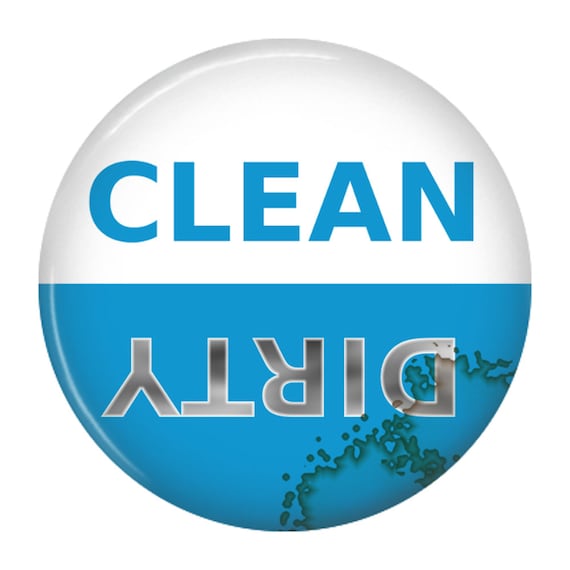 Clean Dirty Dishwasher Magnet – Blue White Magnet with Coffee Stain – Dishwasher Sign Indicator – Kitchen Magnet Clean Dirty Funny