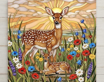 Deer Wall Art Ceramic Tile – Wildlife Wall Art Ceramic Tile – Rustic Cabin Decor, Woodland Nursery Decor, Nature Home Decor