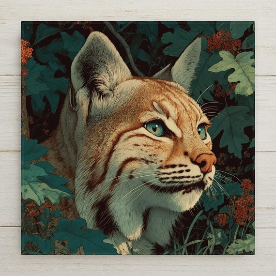Bobcat Wall Art Ceramic Tile Woodland Gift Wildlife Nature Art Cabin Decor Wild Cat Lover Nature Gift Southwest