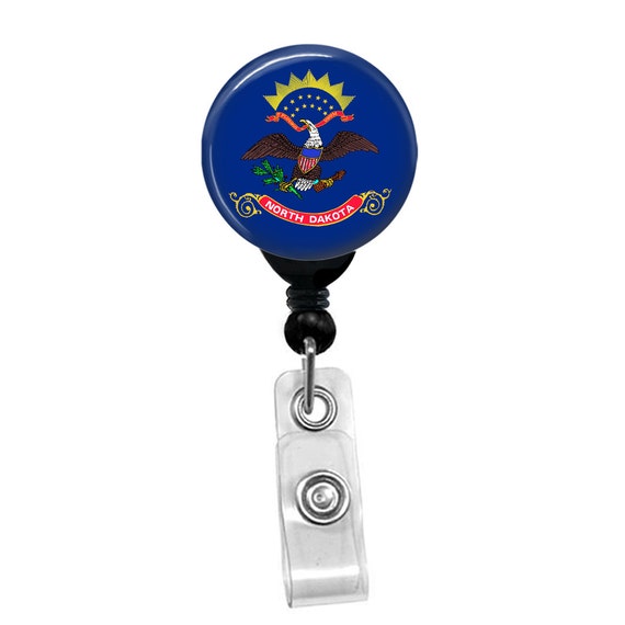 North Dakota State Flag Badge Reel ID Card Retractable Custom Flag Badge Holder