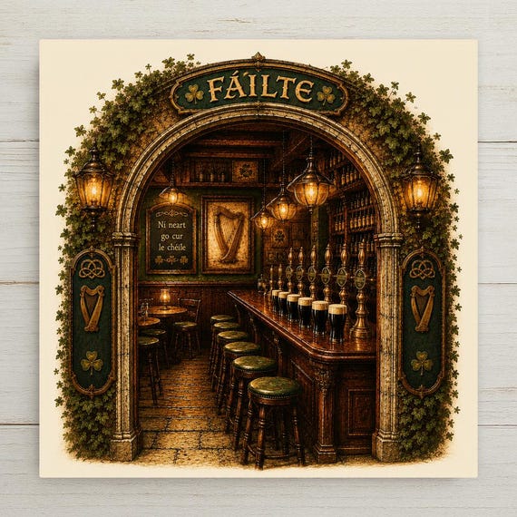 Irish Pub Ceramic Art Tile: Vintage Bar Wall Decor Man Cave Home Bar Pub Home Decor Wall Art