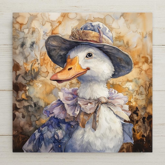 Whimsical Mother Goose Ceramic Tile Art - Nursery Rhyme Inspired Wall Decor for Kids' Room