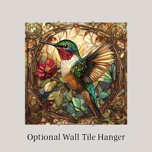 Art Nouveau Hummingbird Wall Art Ceramic Tile Nature Gift Vintage Decor Floral Bird Art Hummingbird Gift Tile bild 4