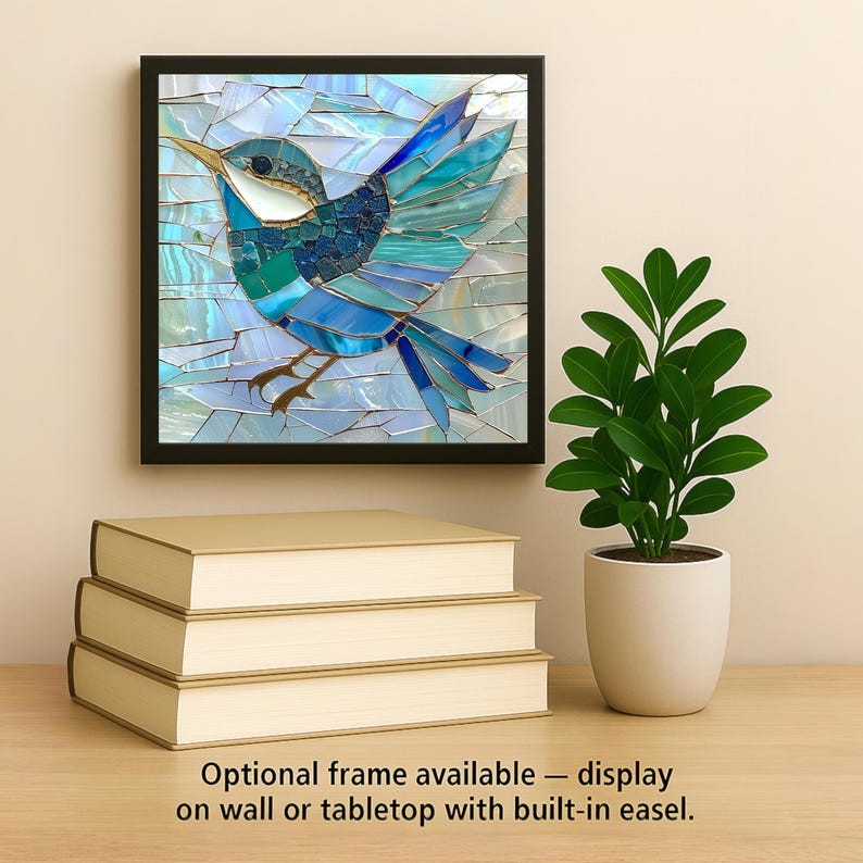 Sea Glass Bird Art Ceramic Tile – Coastal Stained Glass Style Bird Wall ...
