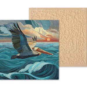 Pelican Wall Art Ceramic Tile Coastal Gift Mosaic Style Decor Ocean Bird Art Pelican Lover Nature Gift Tile image 9