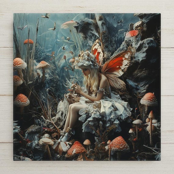 Enchanted Forest Wall Art Ceramic Tile Fairycore Gift Fantasy Decor Cottagecore Gift Woodland Fairy Tile