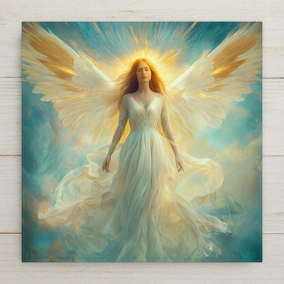 Abstract Ceramic Angel Tile: Christian Wall Art, Spiritual Gift, Inspirational Home Decor